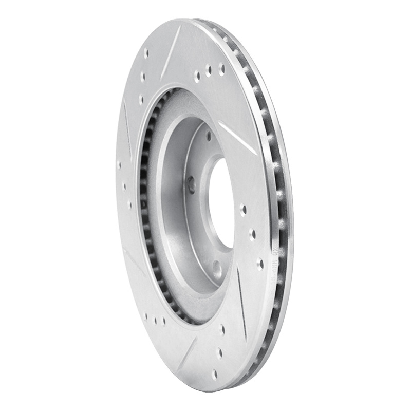 Mitsubishi I-MIEV Brake Rotor (1) - Front Right - R1 Concepts - Drilled & Slotted - Silver - `12-`17